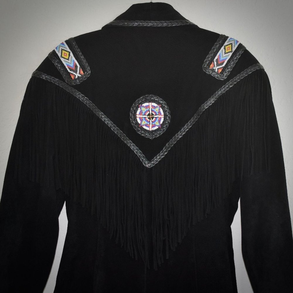 Phoenix Frontier Collection Vtg Black Suede Fringe - Picture 10 of 10